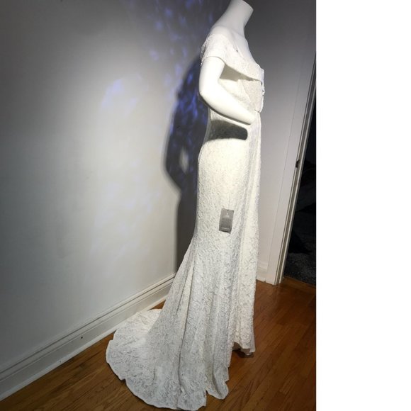 NWT Le Chateau Trumpet/Mermaid formal wedding bridal sheer mesh lace dress gown - Picture 3 of 7